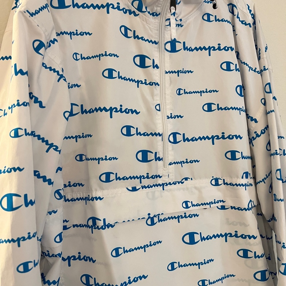 Champion Packable Allover Logo Script Windbreaker… - image 3